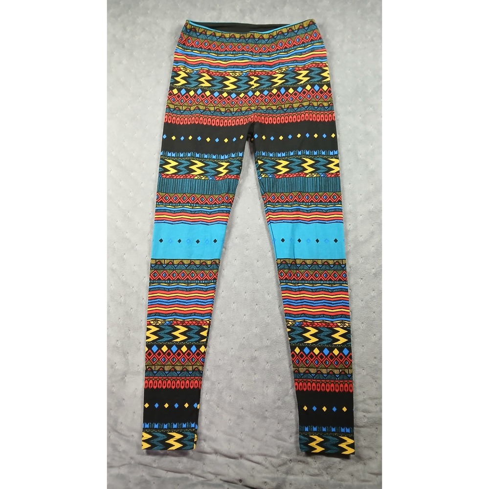 LuLaRoe Leggings Womens One Size Geometric Tribal Aztec Print Multi Color Black